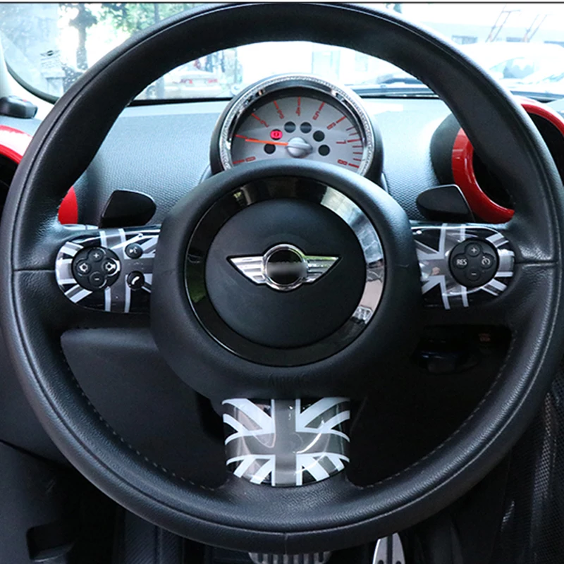 For Mini COOPER R55 R56 R60 Countryman Clubman Steering Wheel Panel Button Sticker Cover Case Auto Accessories Styling