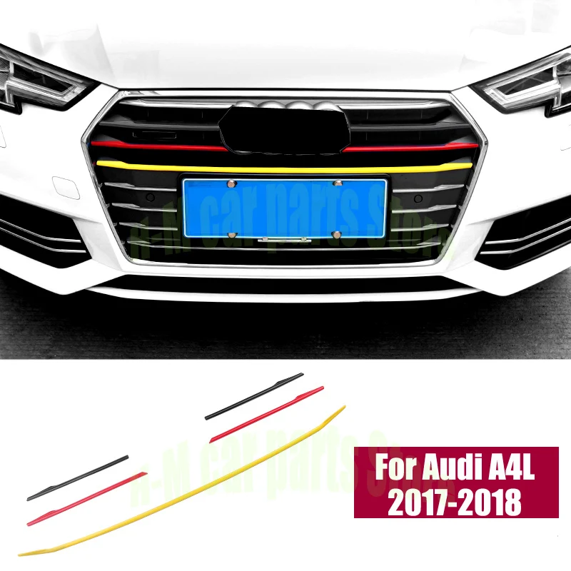 For Audi A4L 2017-2018 Stainless Steel Car Styling Exterior Modified Front Bumper Air Grille Grill Decor Cover Trim