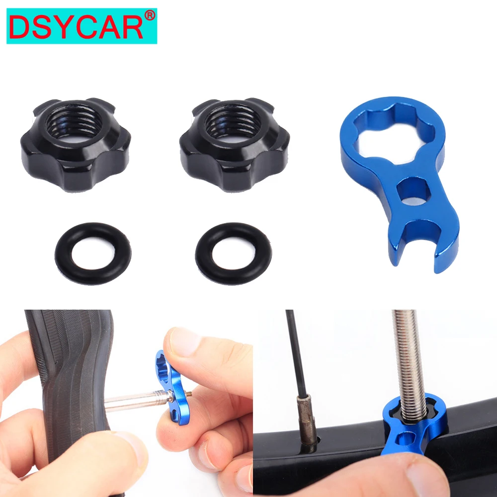 

DSYCAR 1Set Bicycle Valve Fixed Nut, Tire Valve Tool with Screw Install Wrench, Bicycle Tire Waterproof Protection Accessories