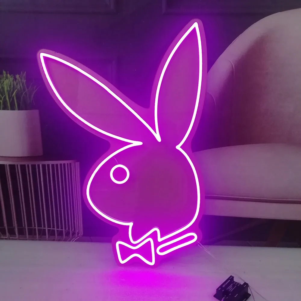 Acrylic Rabbit LED Neon Sign Light Lamp for Room Decor Holiday Party Birthday Shop Logo Store Name Design Customizable Artwork