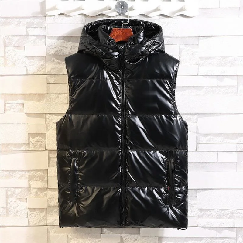 Down Vest Jacket Men Winter Thick All-match Sleeveless Vest Coats Male Commute Windproof Wear-resistant Hooded Mens Vest Jackets