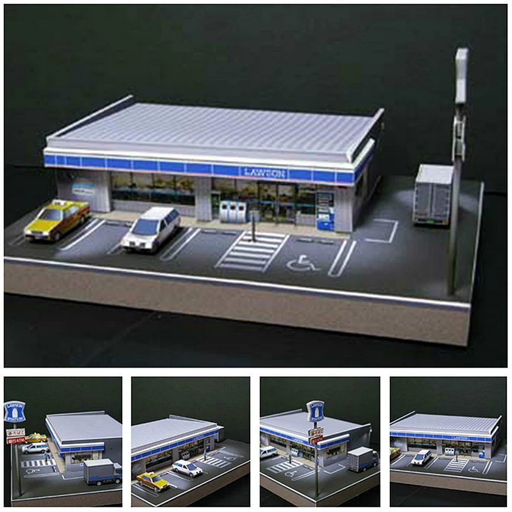 Ho 1:87 skala modelu DIY Handmade Supermarket Model ludzie pociąg sklep montaż budynku piaskownica stołowa zestaw Diorama prezenty dla dzieci