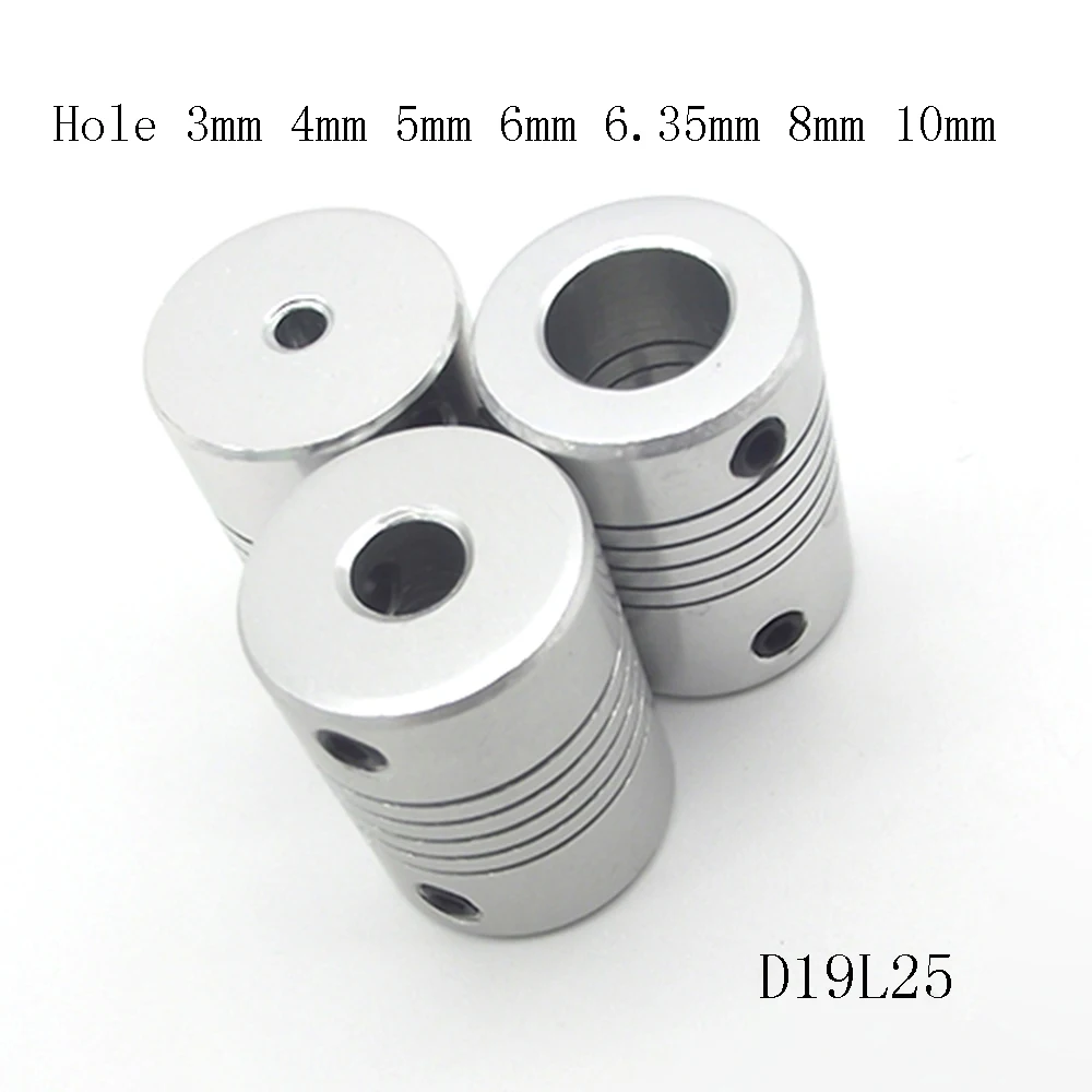 D19L25 3mm 4mm 5mm 6mm 6.35mm 8mm 10mm Aluminum Z Axis Flexible Coupling For Stepper Motor Coupler Shaft Couplings 3D Printer