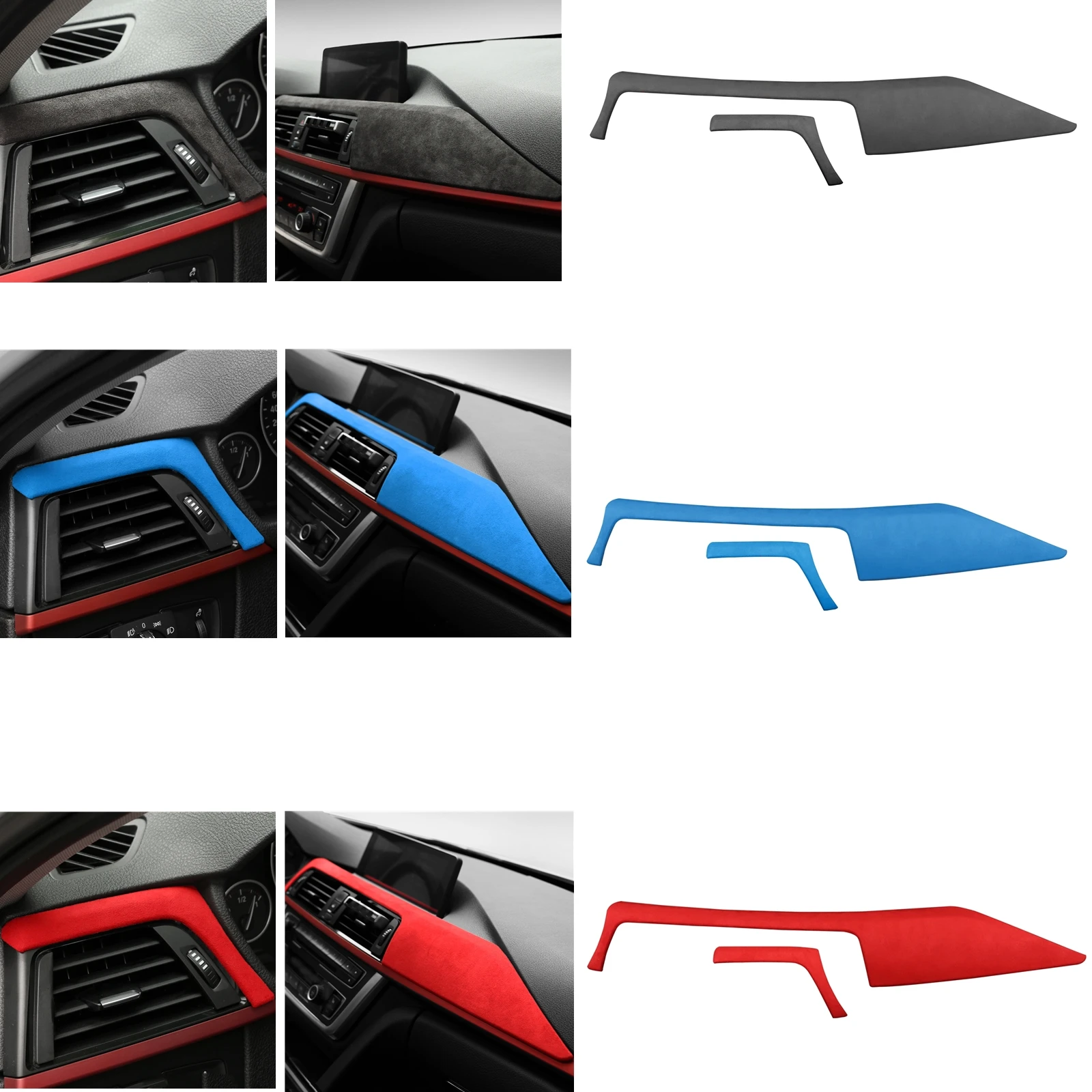 

For BMW 3GT 3-4 Series 2013-2019 Suede Leather Front Center Console Dashboard Cover Trim Dash Guard Panel Sticker Strip LHD Car