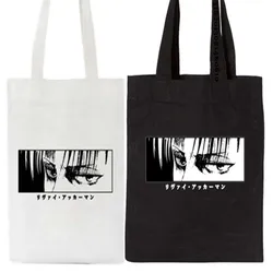 Japanese Anime Levi Attack On Titan Tote Bag Shopper Bags Shingeki No Kyojin Shopping Bag Shoulder Bag Canvas Handbag Reusable