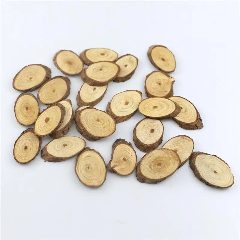 25 pcs Craft Supplies 6cm Oval Wooden Slices Unpainted DIY Decorationsationsations Wood Cutouts Pieces Embellishments Ornament