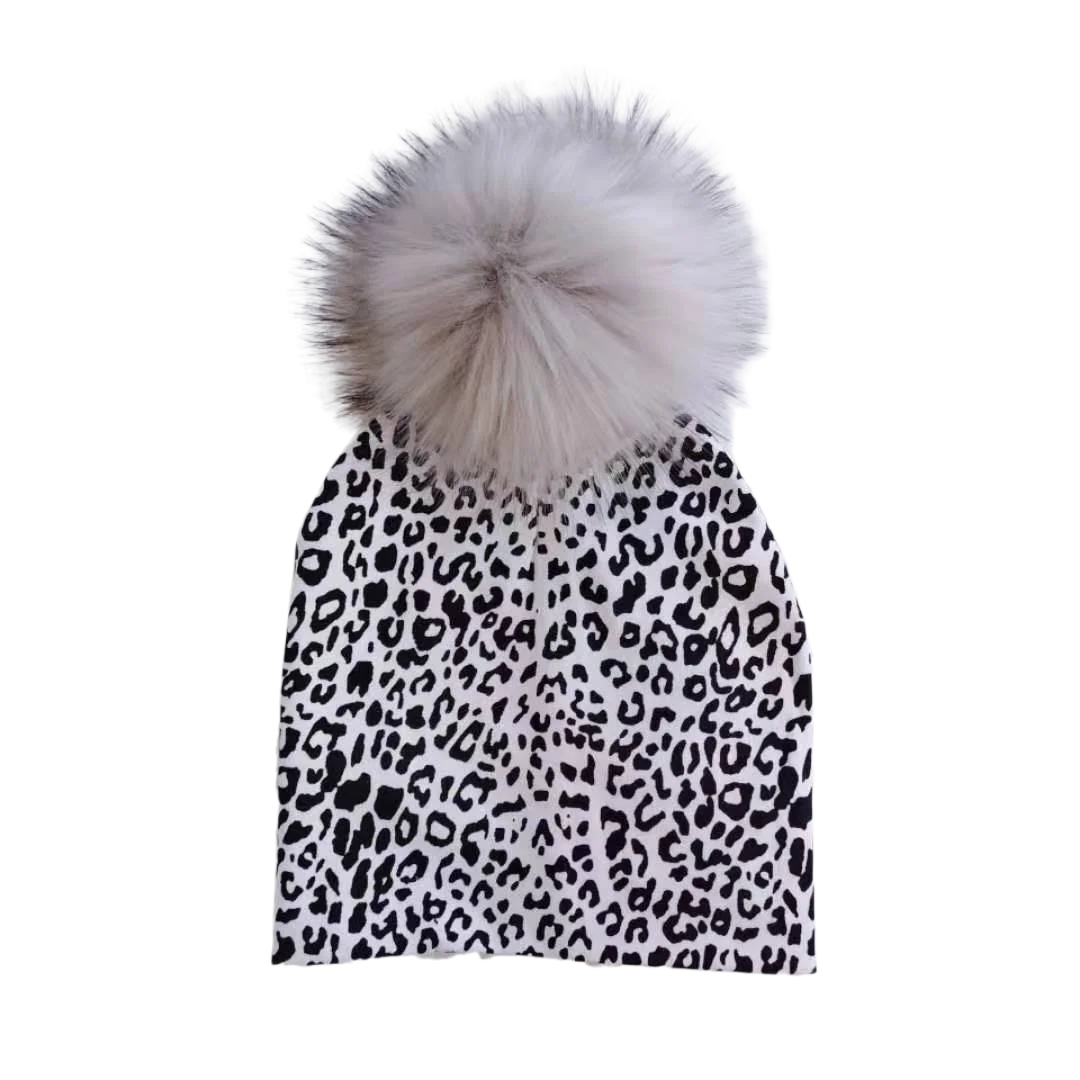 newborn Leopard Bordeaux dot toddlers infant bonnet baby pom pom hat for boy and girls hat cap for babies photography props