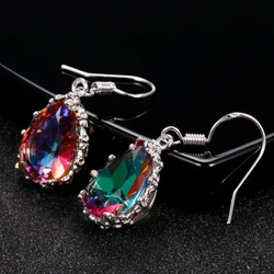 CAOSHI Delicate Female Drop Earrings with Multicolor CZ Exquisite Women's Party Jewelry Aesthetic Graceful Accessories Chic Gift