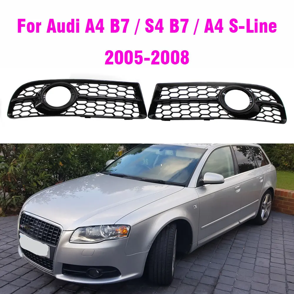 

Car Front Bumper Lower Grill Grilles Hood Fog Light Mesh Cover For Audi A4 B7 A4 S-Line S4 2005 2006 2007 2008 Chrome Grill