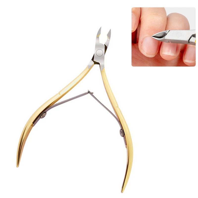 1PCS Stainless Steel  Nail Cuticle Scissor Gold Silver Dead Skin Remover Clipper Nail Art Nipper Cuticle Pusher Manicure Tools