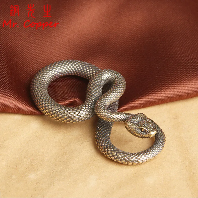 Vintage Copper Snake Ornament Decorations Tea Pet Antique Animal Boa Figurines Miniatures Home Decor Accessories for Living Room