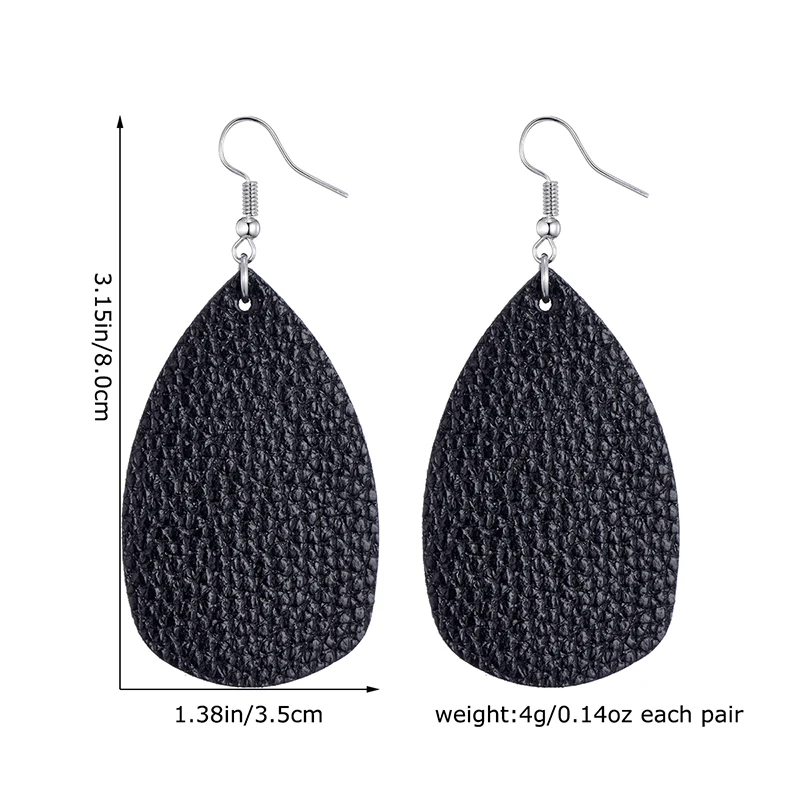 Fashion Leather Earrings Lightweight Faux Leather Leaf Earrings Teardrop Dangle Handmade For Women Girls Jewelry Wholesale