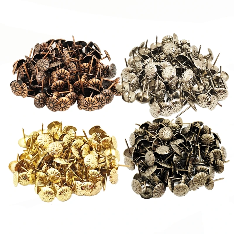 Unhas decorativas tachas parafusos de bronze elegante flor cabeça pushpin woodwork ferramenta antigo estilo 16x11mm acessórios para móveis