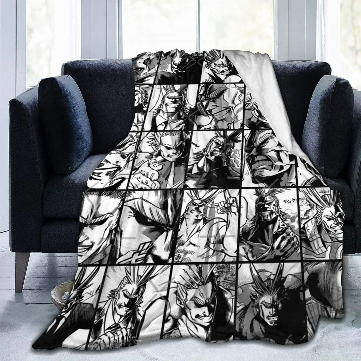 

Collage Anime All Might Fleece Throw Blanket, Fuzzy Warm Throws for Winter Bedding, Couch and Plush House Warming Decor Gift