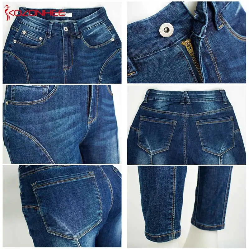 Co Giãn Bên Sọc Quần Jean Nữ Lưng Cao Skinny Jeans Quần Tây Nữ Quần Jean Plus Kích Thước #87