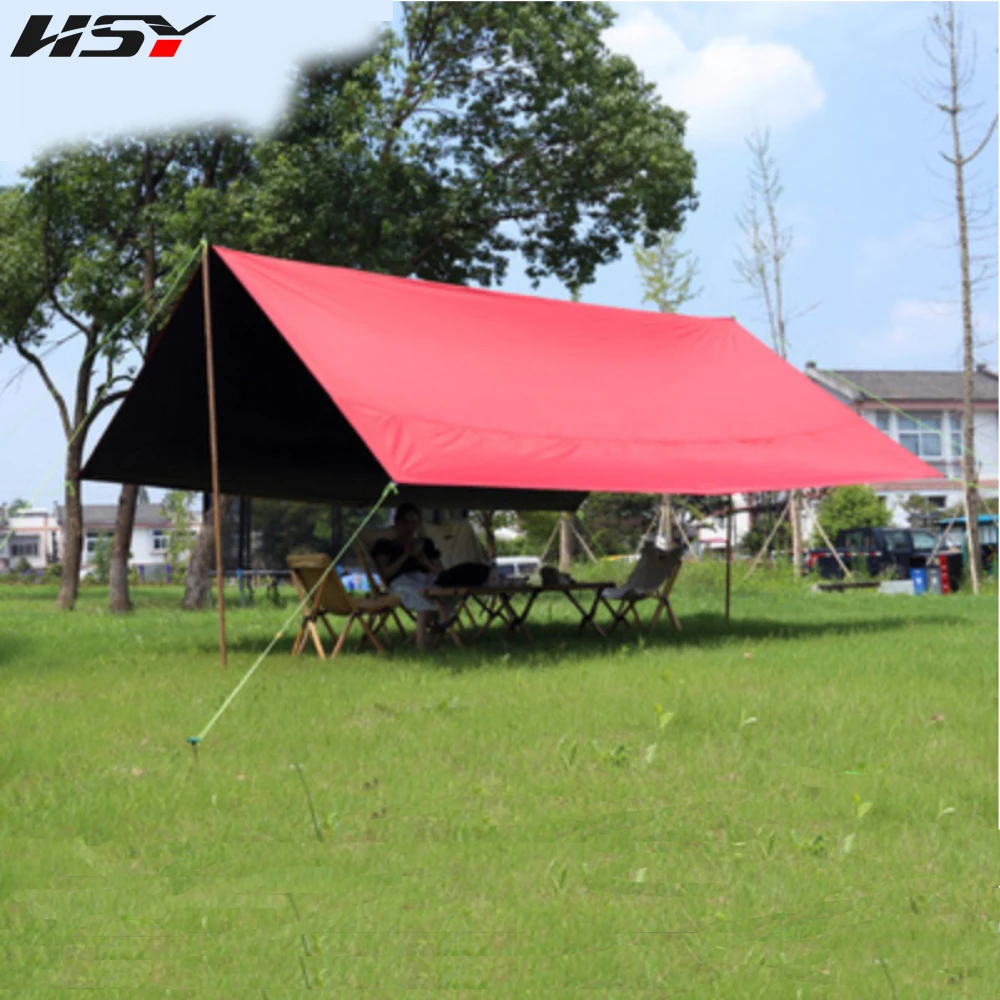 

6x4.4M UPF50+ Waterproof 5000MM With Black Coated Outdoor Tarp Camping Survival Sun Red Rain Awning Canopy Garden Pergola Tent