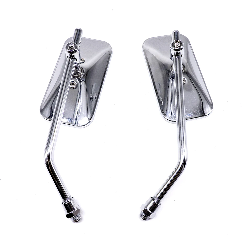 2Pcs Universal Retro Rectangle Aluminum Motorcycle Rearview Mirrors Chrome 10mm For Honda retroviseur Motorcycle Accessories