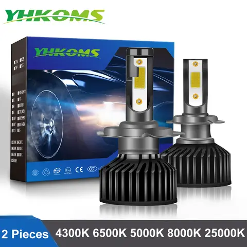 YHKOMS H4 H7 LED Bulb Car Headlight H1 H8 H9 H11 4300K 5000K 6500K 8000K F2 Auto Fog Lamp Car Accessories  Bulbs Automobiles 12V