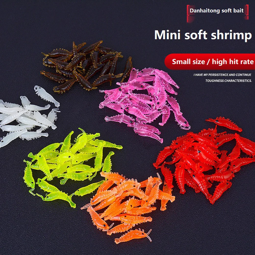 10-50pcs/lot Shrimp Bait Soft Silicone Fishing Lures 2.8cm/0.3g Luminous Glow Freshwater Worm New Pattern Pesca Fishing Tackle