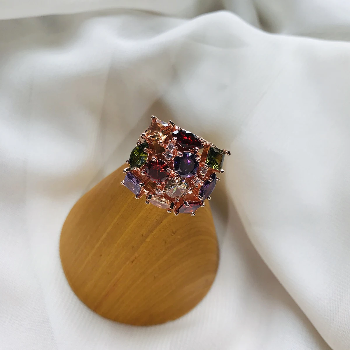 LUOTEEMI Luxury Square Trendy Rose Gold Color Cubic Zirconia Micro Paved Rings Stunning Girl Bridal Wedding Party Unusual Rings