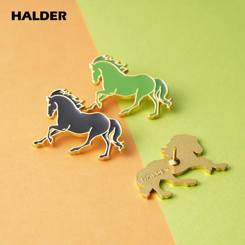 HALDER Horse Ten Thousand Steeds Gallop Enamel Brooches Lapel Pin Backpack Costum Badge Jewelry Accessories Gift for Fans Friend