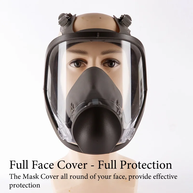 7-In-1 Full Face 6800 Gas Respirator Silica Gel Dust Mask Dual Filtering Cartridge For Painting Spraying Polishing Work Safety