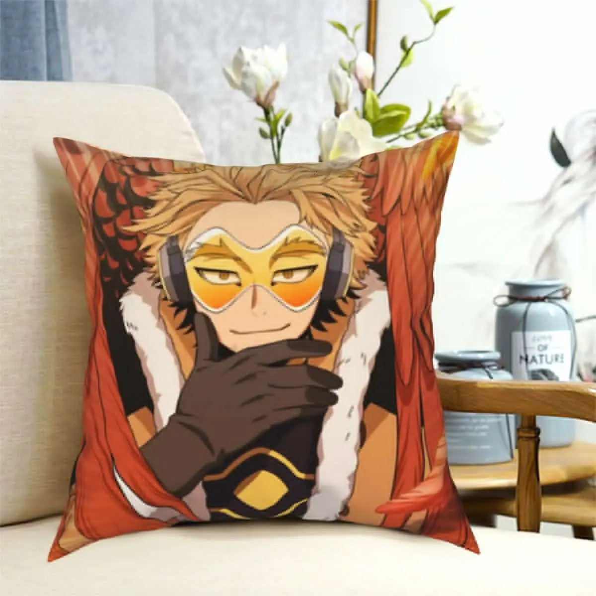 

My Hero Academia Keigo Takami Hawks Square Pillowcase Pattern Zipper Decorative Throw Pillow Case for Car Cushion Cover 45x45