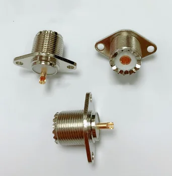 Adattatori per montaggio a pannello per saldatura a flangia a 2 fori femmina UHF SO239 in ottone 1PC all'ingrosso