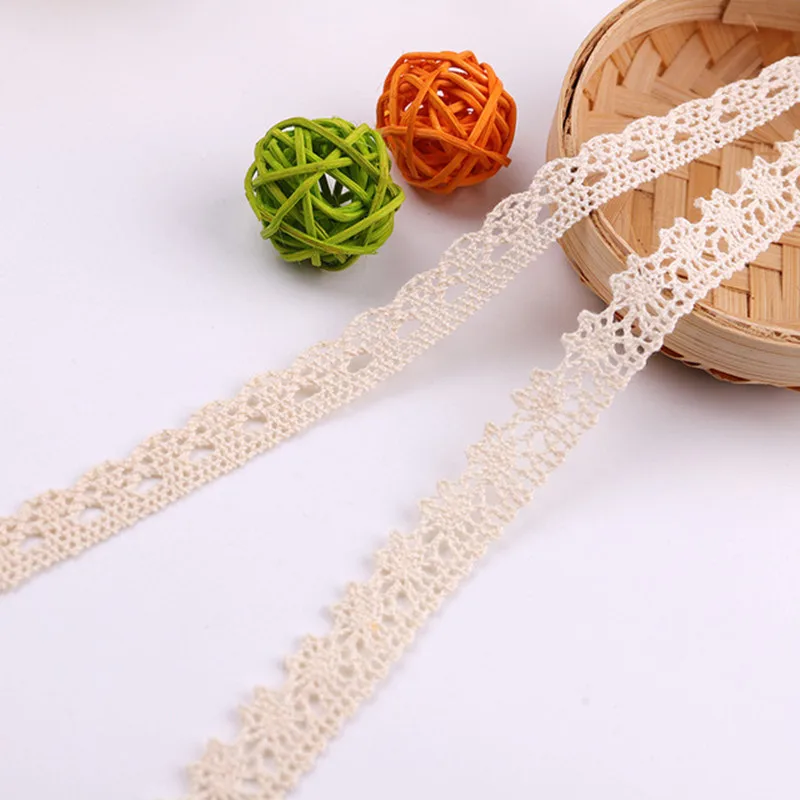 (10Yards/roll)  Beige Cotton Embroidered Lace Net Ribbons Fabric Trim DIY Sewing Handmade Craft Materials