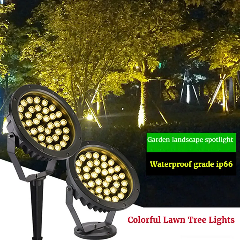 Colorful Lawn Landscape Tree Lights Outdoor Spotlight Round Led Flood Light Garden Spotlight Waterproof Super Bright Light Yard