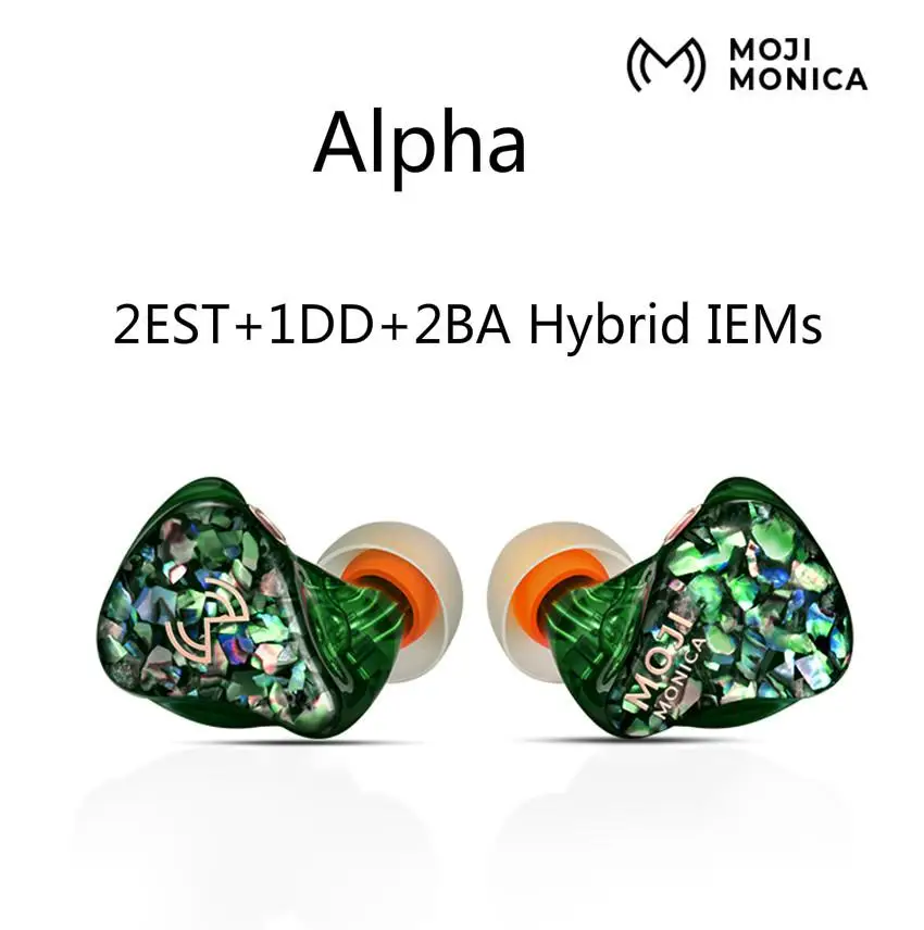 

Moji Monica Alpha 2EST+1DD+2BA Hybrid IEMs Hifi Music Monitor DJ Studio Sport MMCX Hand Made Earphone Earbuds ES12 AQ7 Baldr QDC