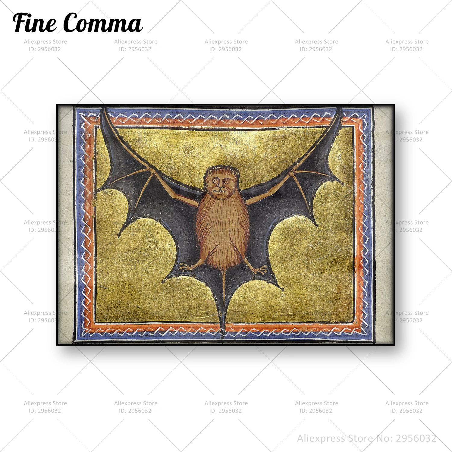 Yarasa Vintage Poster Aberdeen Bestiary ortaçağ el yazması tuval baskı antika yarasa duvar sanatı ev dekor tuval boyama resim