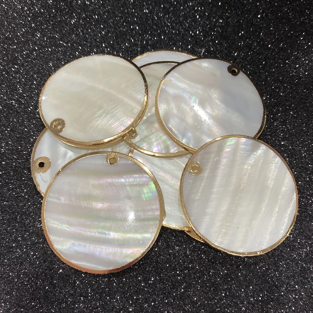 4Pcs Pendant Accessories Wafer White Shell Pendant For Jewelry Making Necklace Earring Handiwork Sewing Accessory