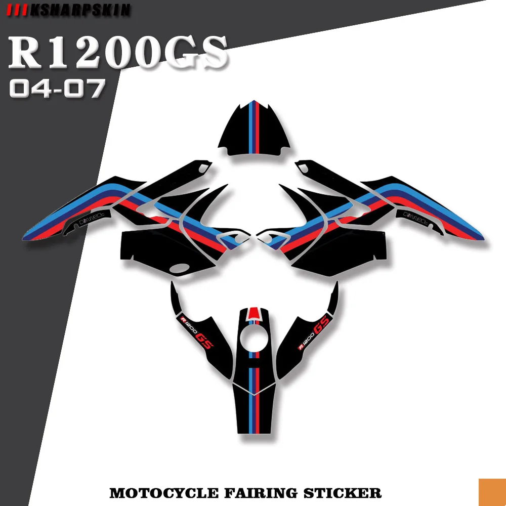 Motorcycle body parts stickers fairing waterproof reflective decals suitable for BMW R1200GS  2004-2007