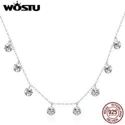 WOSTU NEW Design 925 Sterling Silver Sparkling CZ Chokers Necklace For Women Hot Fashion Jewelry Valentines Wedding Gift CQN299