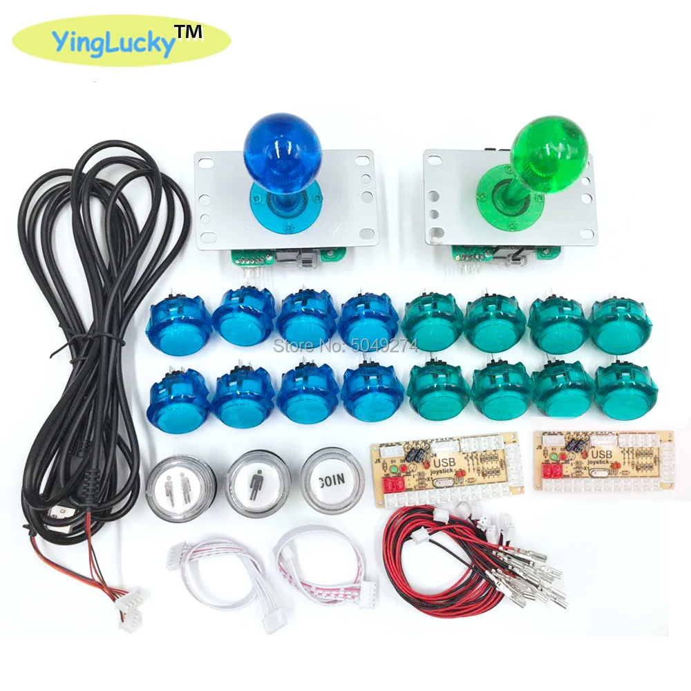 sanwa joystick Arcade Kit  Push button Joystick + USB Encoder+Wire Harness USB Controller For Arcade