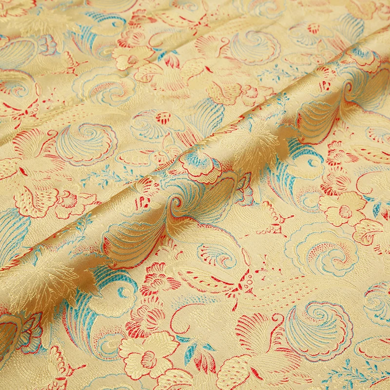 Satin-fabric brocade jacquard fabrics material for sewing cheongsam and kimono nylon fabric