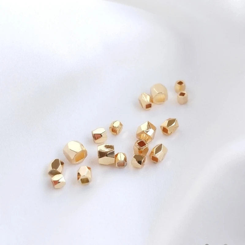 True 14K Gold Plated Copper 2-4MM Fish Spacer Loose Beads DIY Findings Jewelry Making Accessories