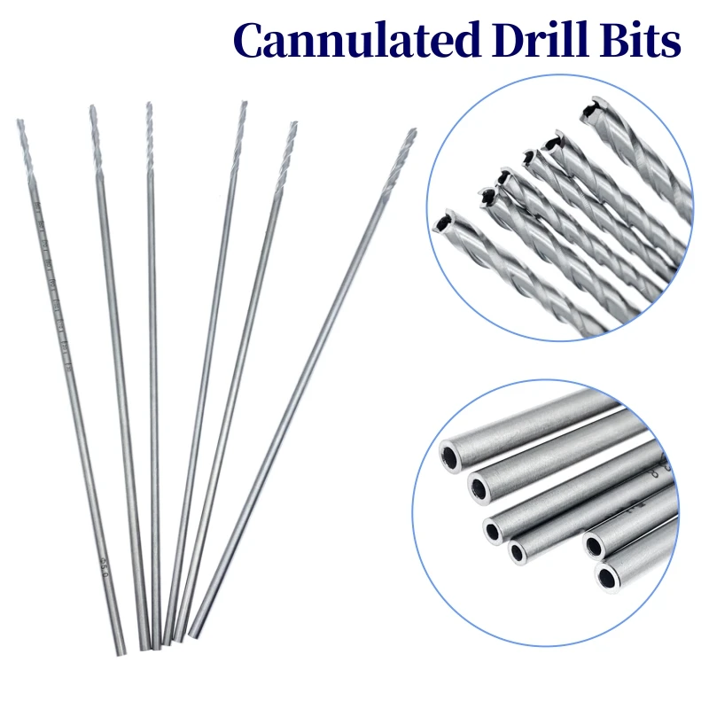 Stainless Steel Cannulated Drill Bits Hollow 250mm  Orthopedics Instruments