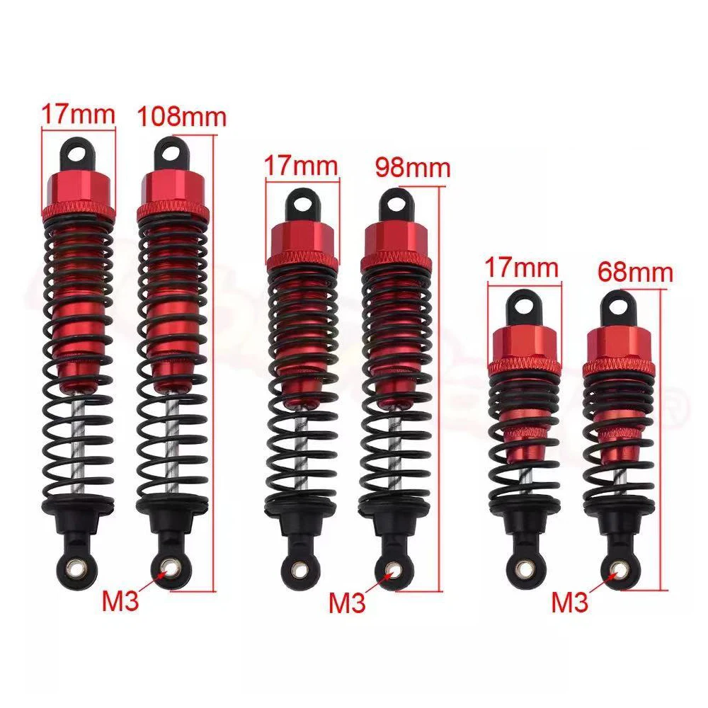 Overall Length 68mm 98mm 108mm 2PCS Shock Absorber For 1/10 RC Car On-Road Monster Truck Off Road Buggy