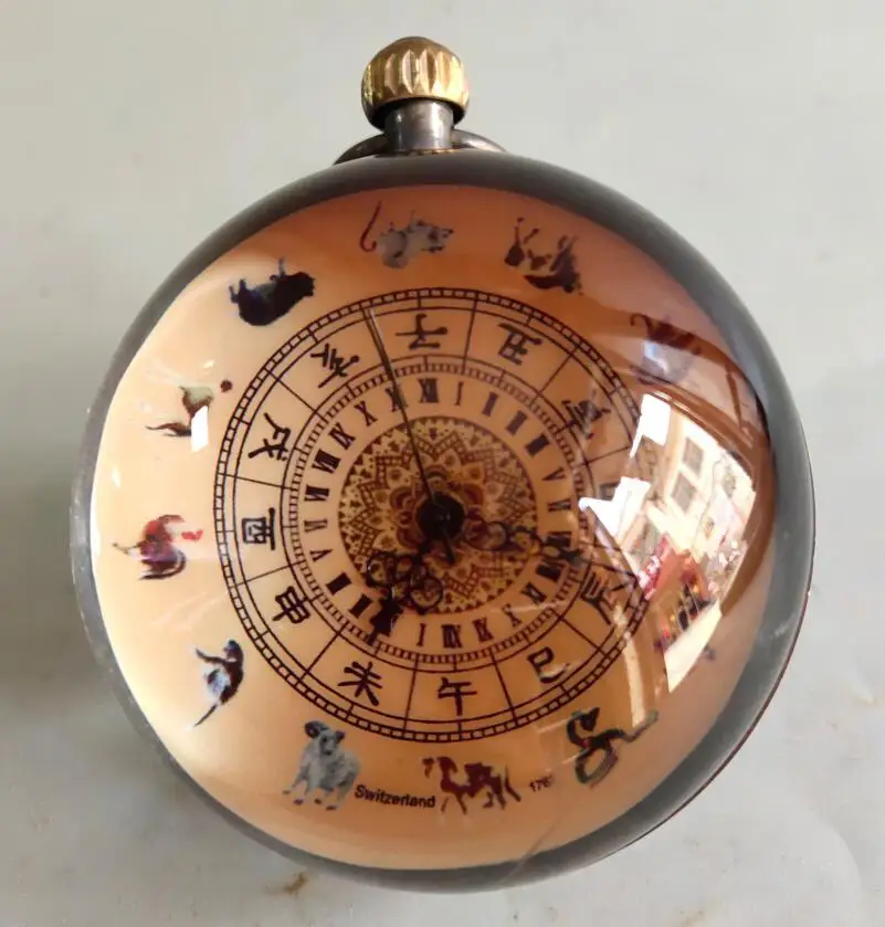 China brass archaize twelve zodiac Pocket watch crafts statue