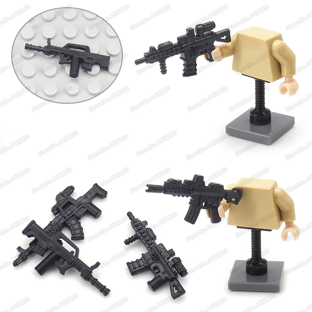 Wojskowe taktyki szturmowe pistolet AK 47 broń seria klocki do budowy Moc WW2 figurki sprzęt Model prezent bożonarodzeniowy dla dziecka zabawki dla