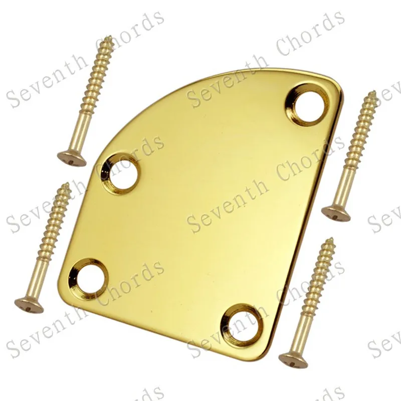 A Set Electric Bass Guitar Neck Plate Unfilled Corner Type Neck Joint Plate Guitar Parts Chrome Black Golden Guitar Accessories