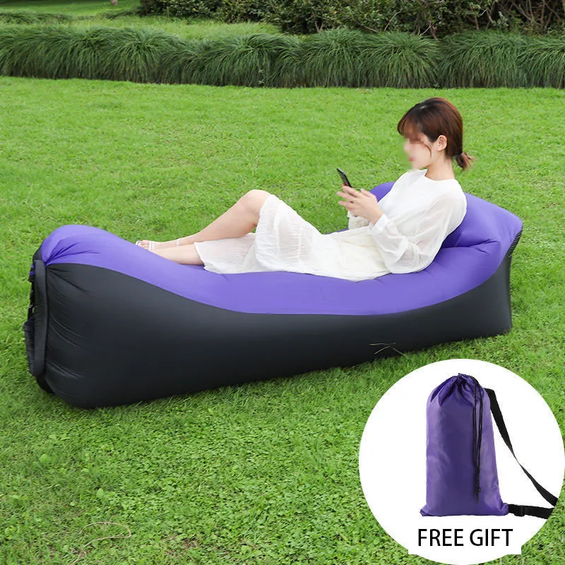 Adult Beach Lounge Chair Inflatable Sofa Fast Folding Camping Sleeping Bag Waterproof Bag Lazy Camping Sleeping Bags Air Bed