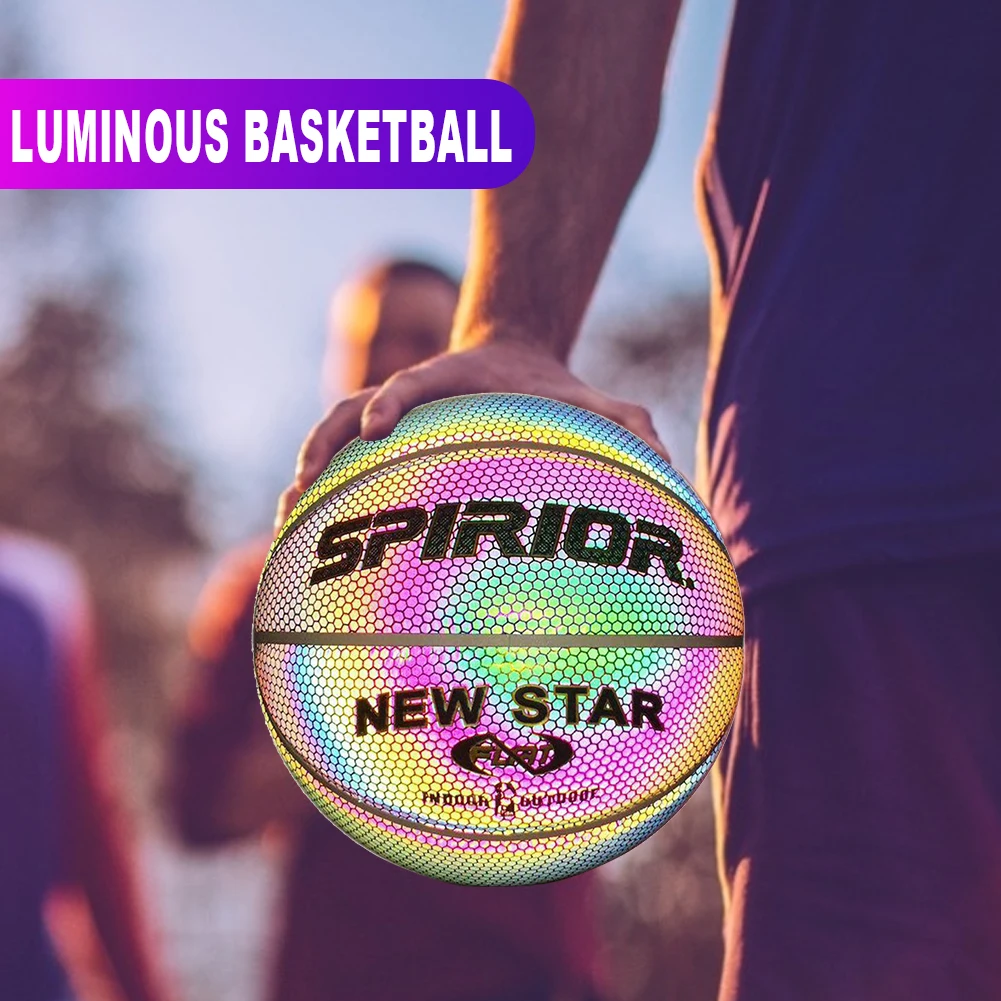 Light-up Basketball NO.7 Luminous Basketball Rainbow Cool White Moon Fluorescent Basketball Training Basketball