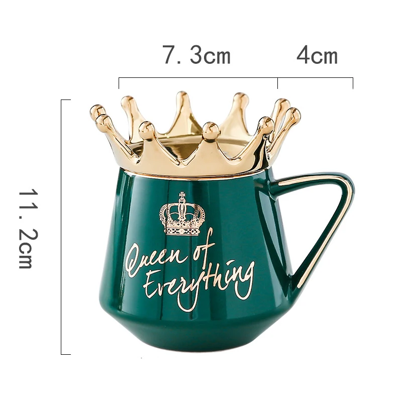 King Queen Crown Design Mug With Crown Lid and Spoon Ceramic Coffee Cup Gift for Girlfriend Wife Fast Delivery