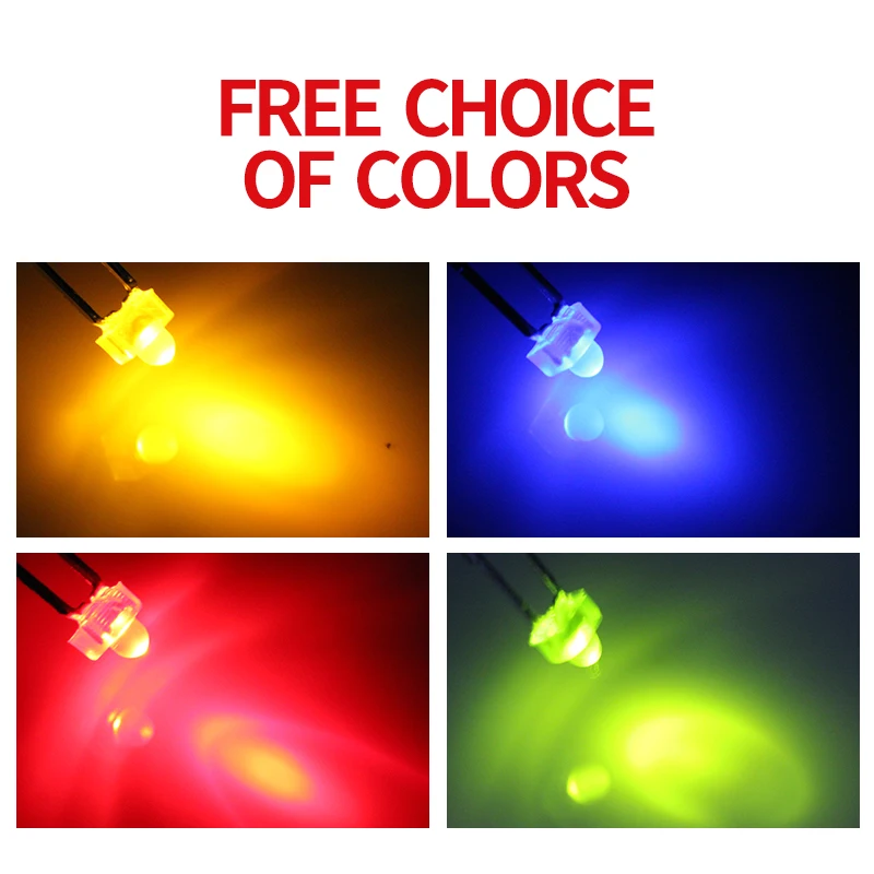1000PCS 1.8MM Round Red Green Yellow BLUE Colloid With Colored Indicator Beads DIP LED LONG Feet