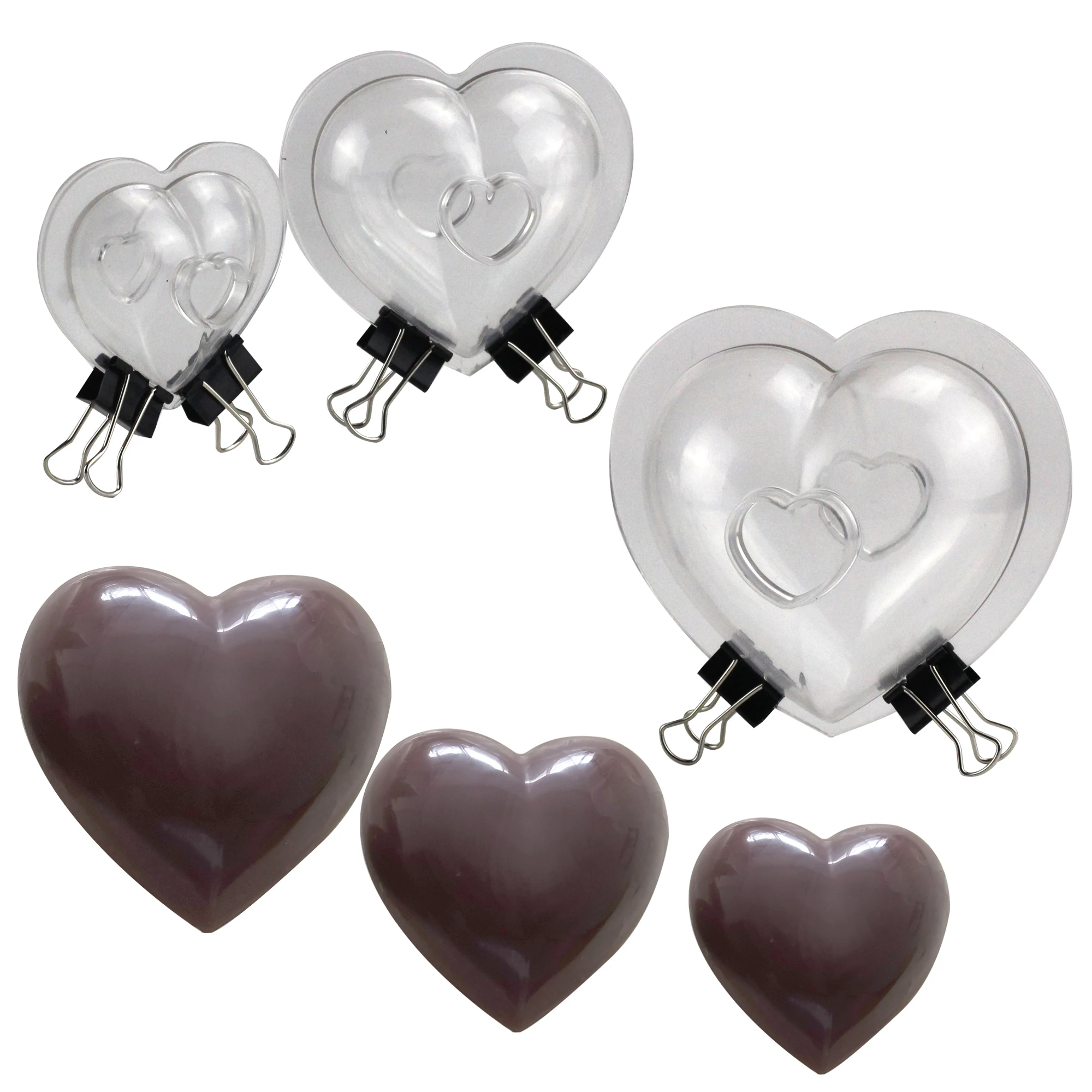 3 type size 3D heart chocolate mold for DIY Cake decoration Polycarbonate Chocolate Mold baking Candy confectionery tool