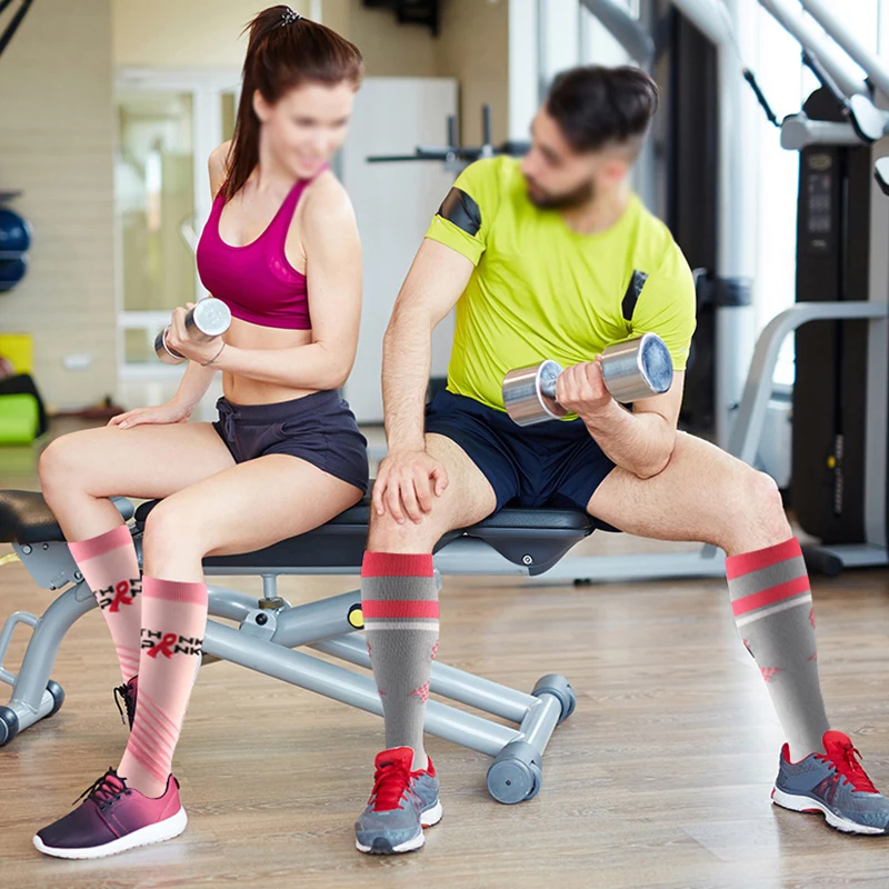 Calcetines deportivos de compresión para hombre y mujer, medias divertidas para caminar, Maratón, Diabetes, venta al por mayor, 5/6/7 pares