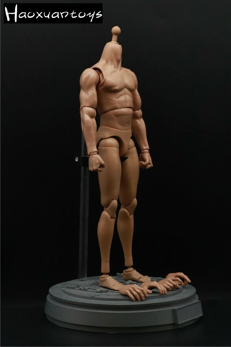 Haoxuantoys 1/6 Scale Male Strong Muscle Joint Body 28cm Soldier Flexible Action Figure Model Doll Fit 1:6 HT Head Sculpt